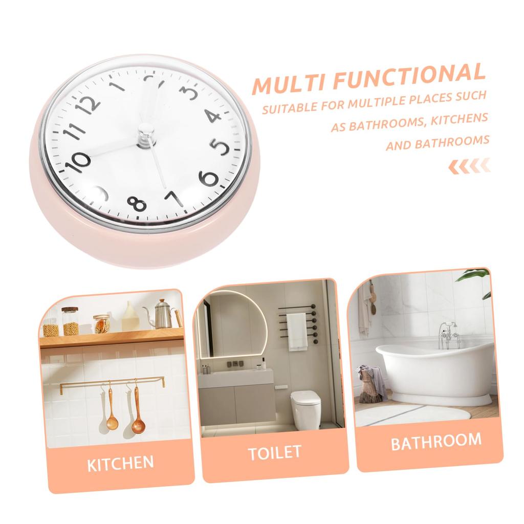 FRCOLOR Shower Clock, Wall Clock, Mini Wall Clock for Bathroom, with Suction Cup, Stylish, Waterproof, Silent, for Kitchen, Toilet, and Home Use,