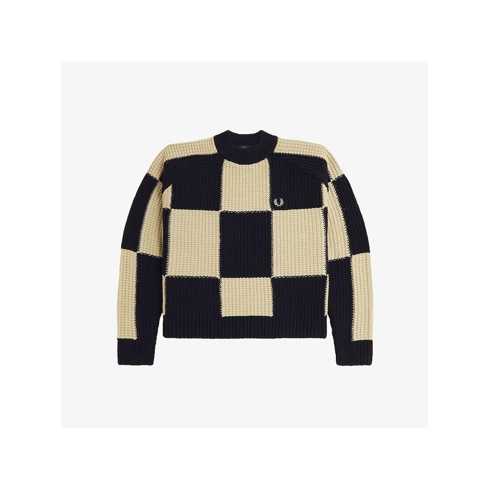 Fred Perry [womens] Textured Checkerboard Knit   Black Afpf2438130 102 qzgAfpf2438130 102