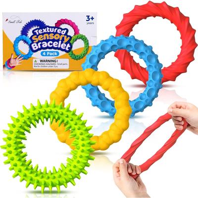 Confezione da 4 Giocattoli Sensoriali Fidget, Braccialetto Fidget Elastico, Giocattoli Sensoriali Autismo con Texture e Calmanti per Bambini Autistici con Bisogni Speciali, Giocattolo per Calmare