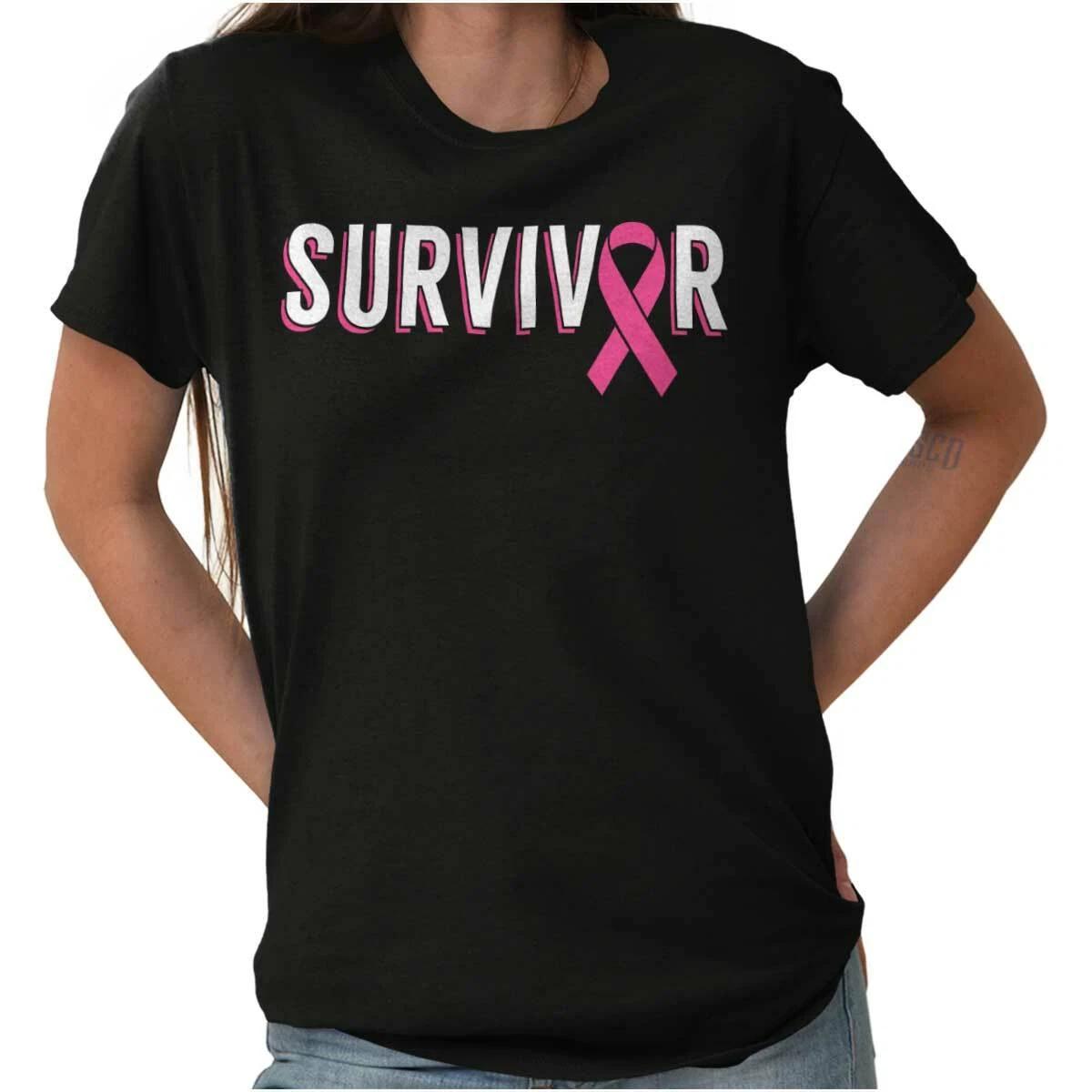 Survivor Pink Ribbon Breast Cancer Awareness Womens Graphic Crewneck T Shirt Tee XXXXL