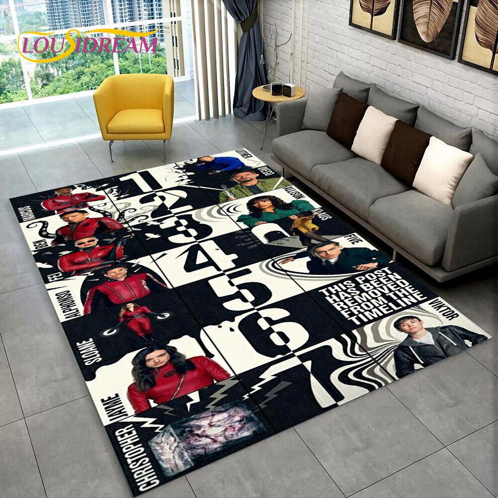 The Umbrella Academy TV-Film Teppich, Teppich für Zuhause Wohnzimmer Schlafzimmer Sofa Fußmatte Dekor, Kinder Spielteppich Rutschfeste Bodenmatte 3D