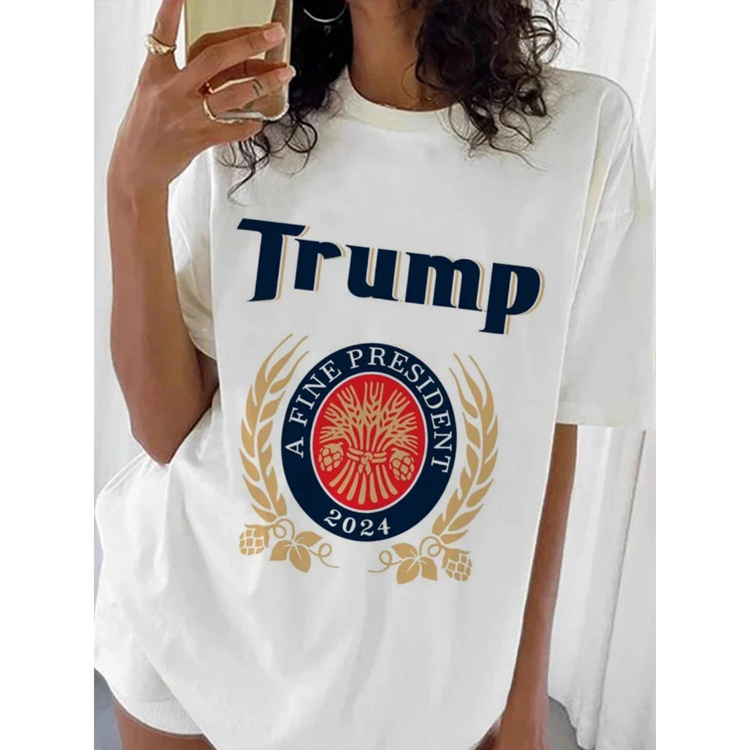 

Trump A Fine President Print Pattern Fun 2024 New Short Sleeved Basic Top T-Shirt Print O-Neck Fashionable Style Trend T-Shirt XXXXXL