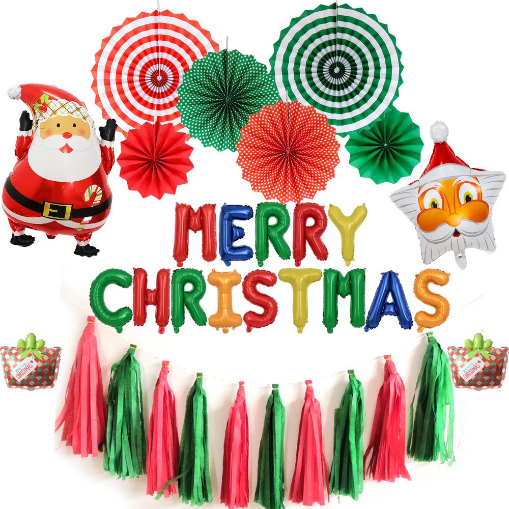

Christmas Santa Balloon Set Christmas Paper Fan Flower Fringe Party Decoration Aluminum Film Balloon Christmas paper fan flower set 4