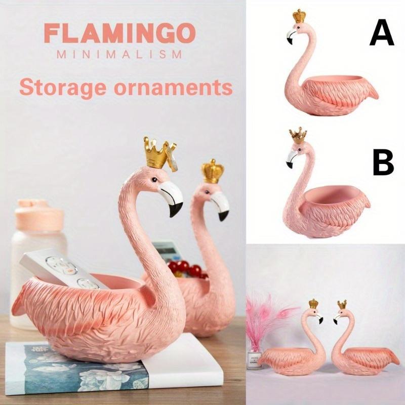 Bezaubernde Flamingo-förmige Aufbewahrungsornamente mit Kronen: Funktionale Dekoration zur Aufbewahrung kleiner Gegenstände