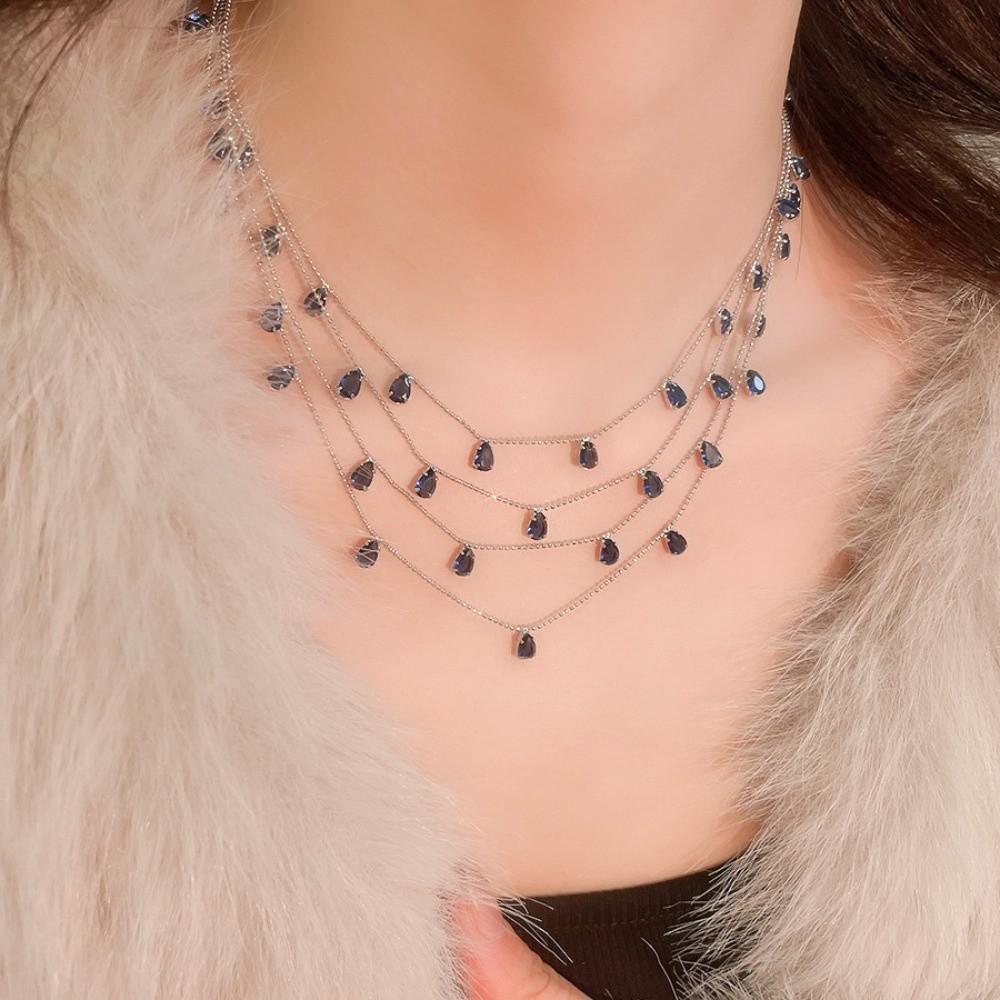 Fashion Crystal Tassel Necklace Light Luxury Rhinestone Jewelry Water Drop Shining Choker Women