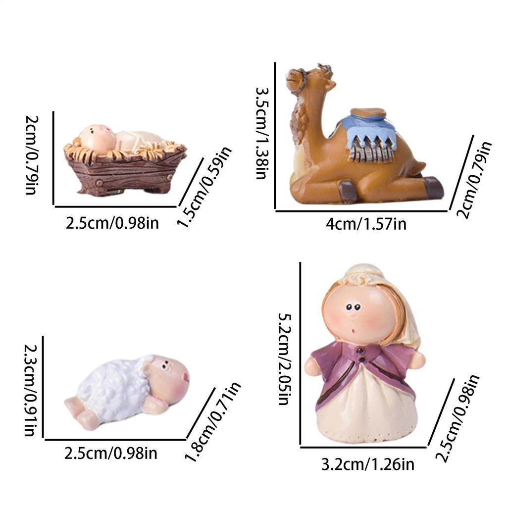 11 Pieces Christmas Nativity Scene Set Miniature Nativity Scene Resin Statues Holiday Party Supplies Collection Gifts