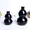 Obsidian Tai Chi Bagua Fu Lu Shou Gourd: Feng Shui Ornament with Six-Character Mantra and Five Blessings Design