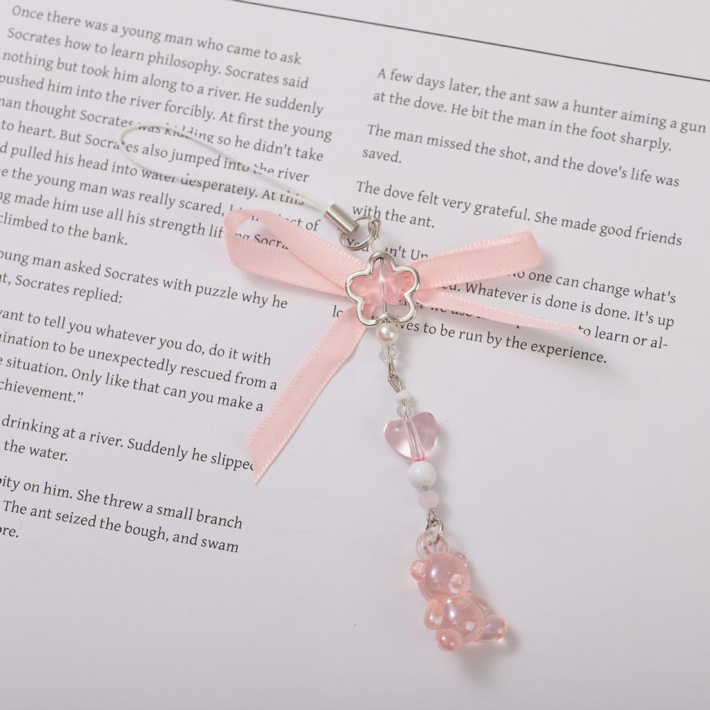 New sweet girl heart pink bear mobile phone chain goben pendant bag buckle mobile phone chain lanyard ornament