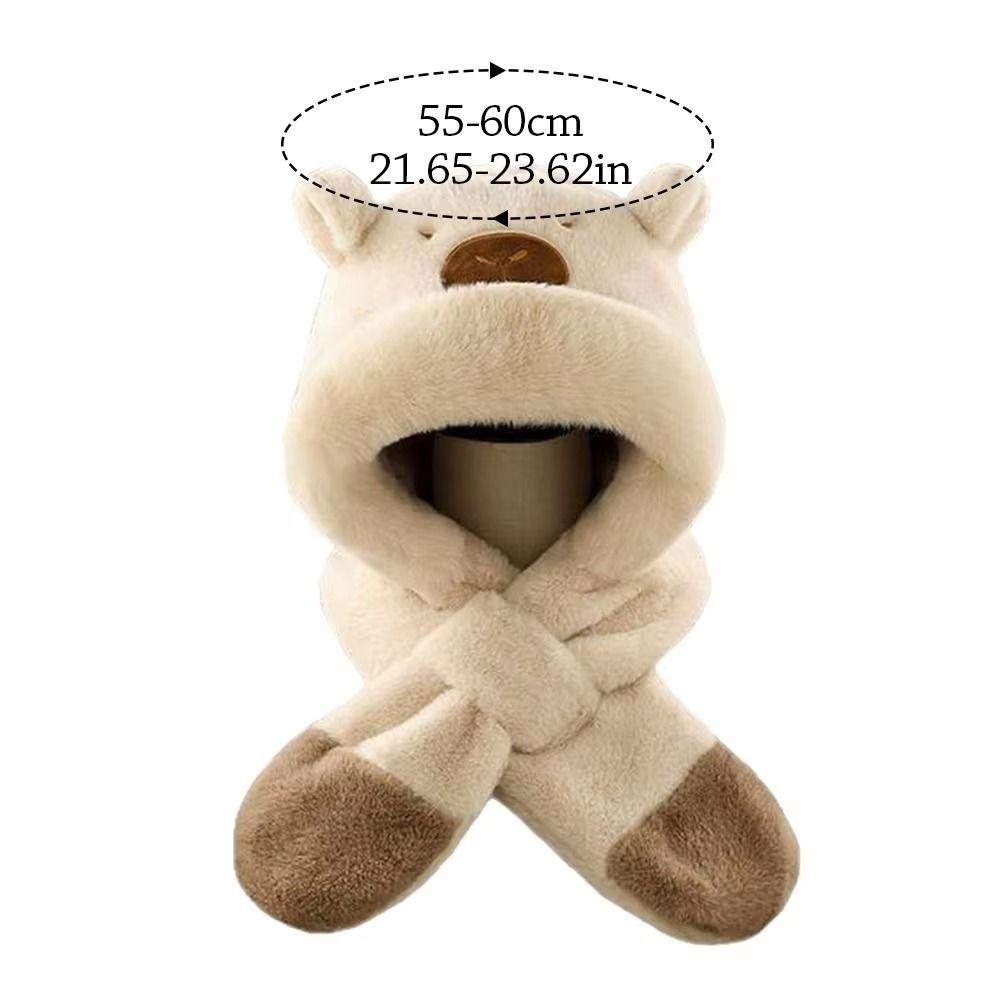 Cute Winter Integrated Cap Scarf Soft Plush Thickened Kids Winter Warm Hat Integrated Fleece Lined Plush Hat Scarf Set