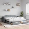 Vidaxl Extendable Sofa With Drawers, Light Gray, 90X200 Cm, Fabric