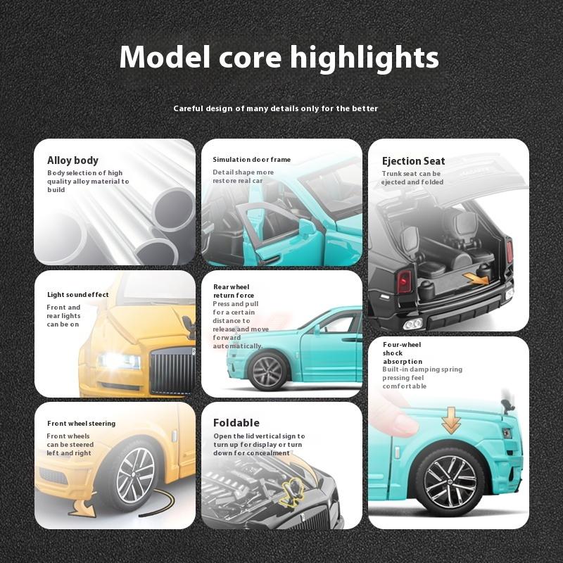 1/32 Scale Rolls Cullinan Luxury SUV Alloy Diecast Metal Model Sound & Light Children Toy Car Central Control Ornament Kid Gift