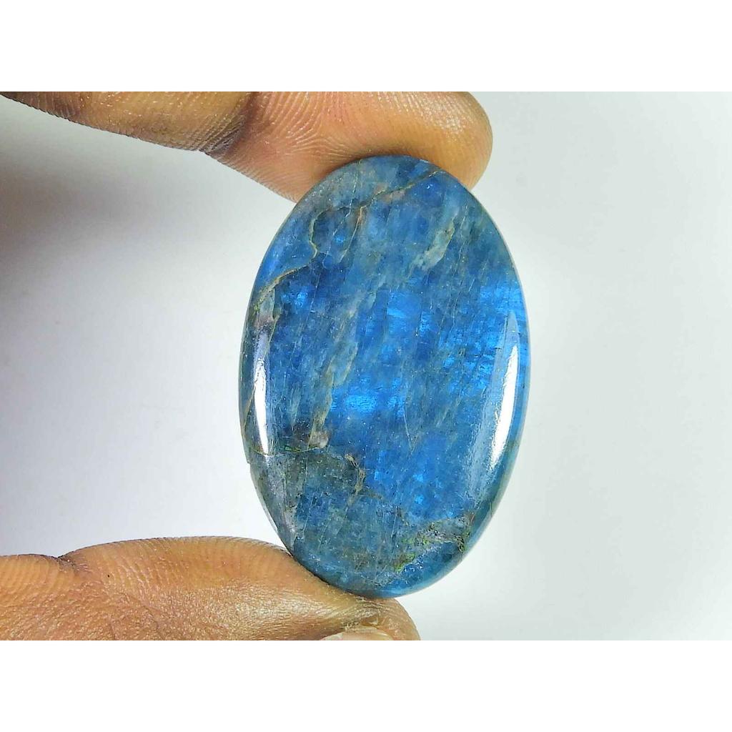 52Cts Genuine Neon Blue Apatite Oval Crystal Cabochon Loose Gemstone 25X39MM SK-2111