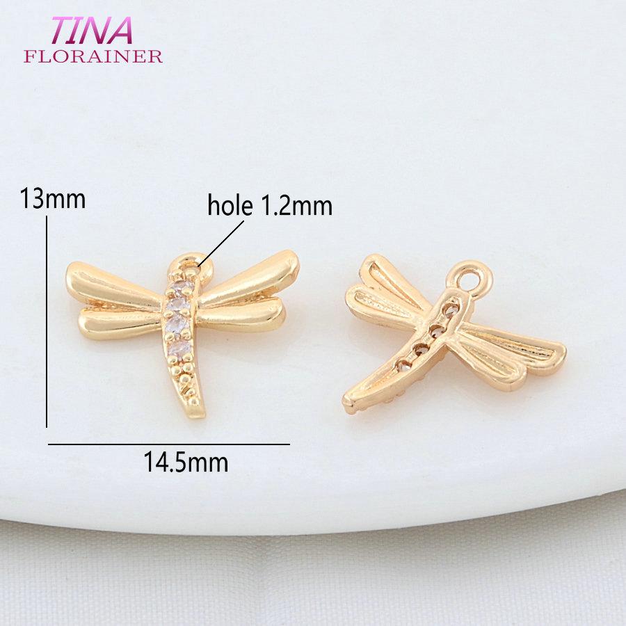 

6 ШТ 15 ММ 14,5 ММ Подвеска Позолоченная 18К Стрекоза Для Аксессуаров для Ожерелья DIY Шарм Для Материалов для Изготовления Ювелирных Изделий