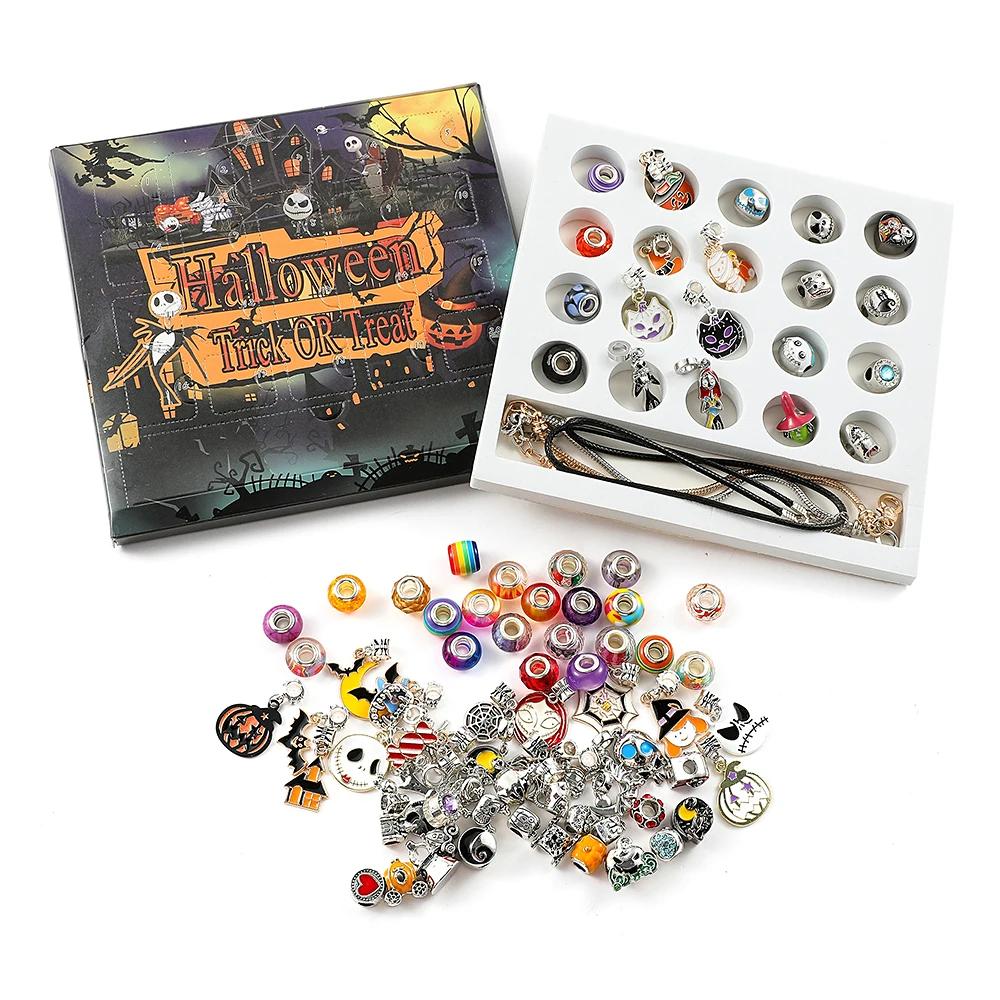 Halloween Advent Surprise Blind Box DIY Charms Bracelet Beads Pendant Disney Nightmare Before Christmas Jack Skellington Charms