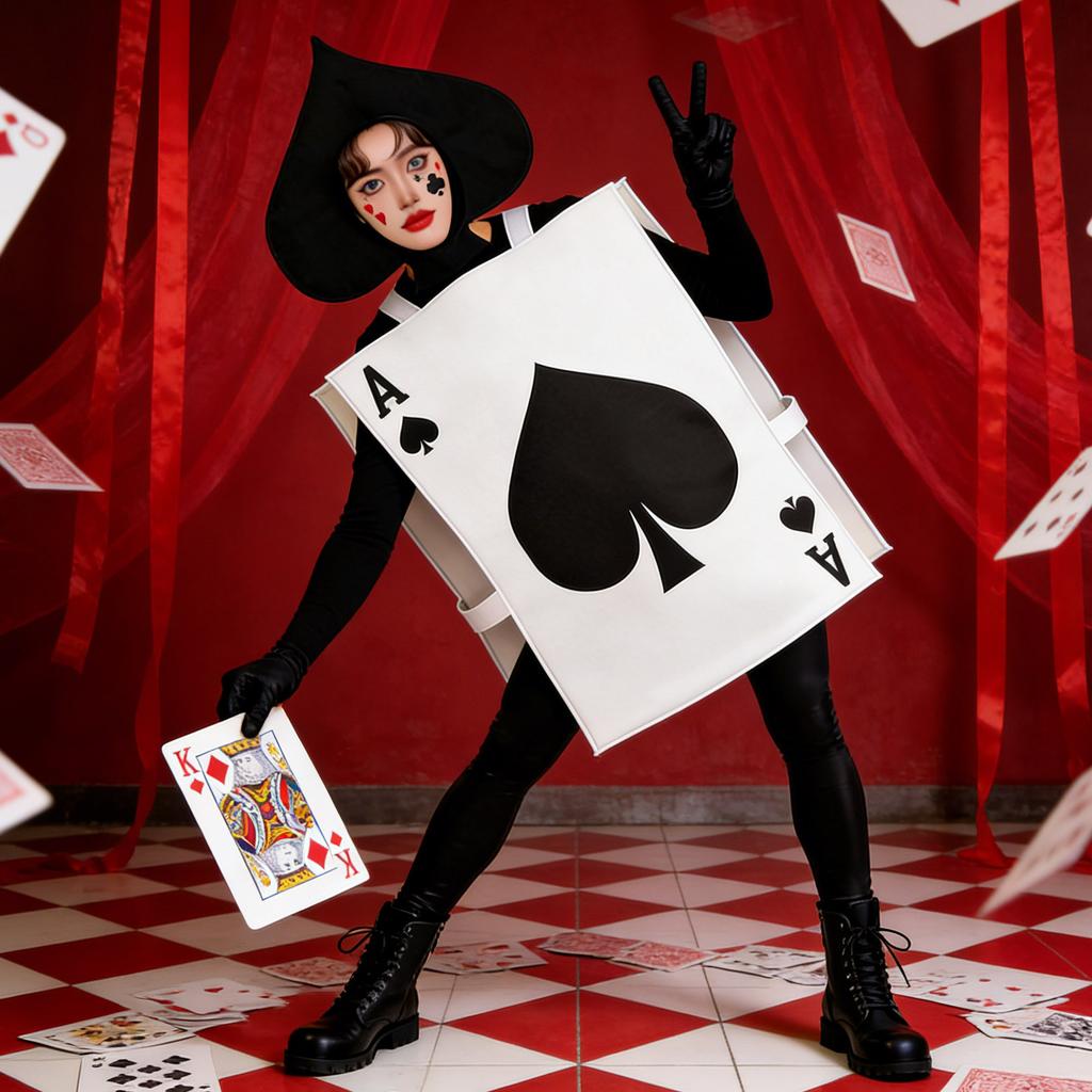 Lustige Cosplay-Kostüme, das gleiche Alice im Wunderland Pik-Poker-Kostümparty für Männer und Frauen