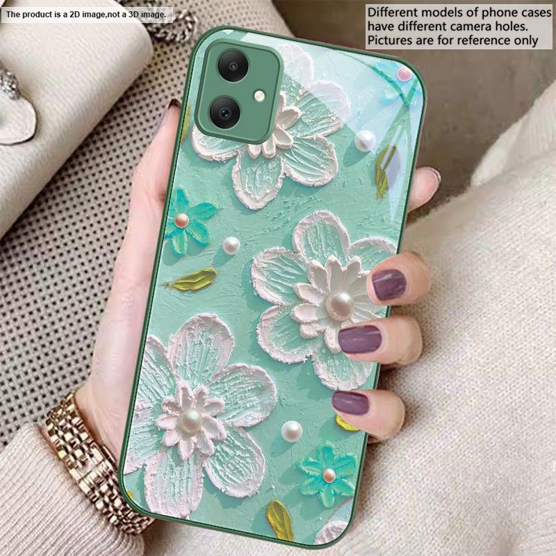 Creme-Reis weiße Blüten Für Samsung A01 02 A03 Core 04 05 A06 10 12 A13 14 5G 15 16 M02 12 Note 8 9 10 20 Glas Ultra Handyhülle