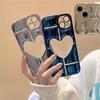Luxury Love Heart Plating Phone Case For iPhone 14 Plus 15 12 11 13 Pro Max Clear Hollow Display Hole Shockproof Soft Back Cover