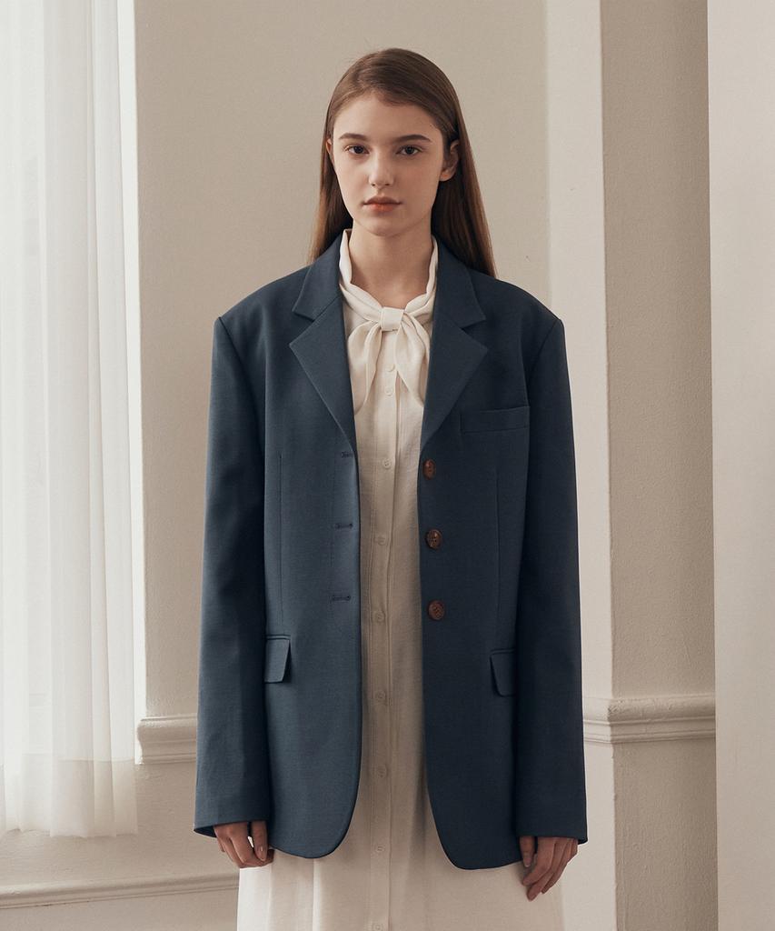 Adaul Oversized Single Jacket - Blue