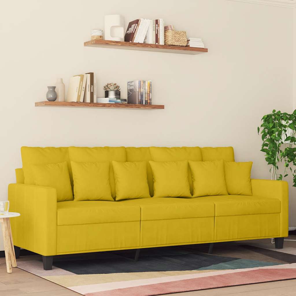 3 Seater Yellow Sofa 180 cm Velvet