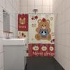 1Pc Cute Bear Printed Waterproof Shower Bathe Partition Privacy Hanging Curtain With 12 Hooks Multiple Size  Machine Washable