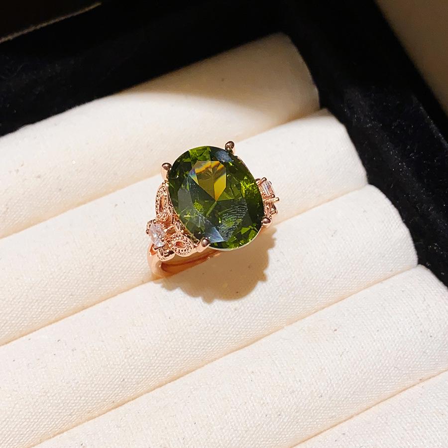 Qicai Liujing Elegant Oval Zirconium Adjustable Ring - Stylish High-End Index Finger Jewelry
