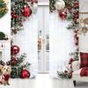 Weihnachtskugel Feiertagsbedruckte Vorhänge, Set aus 2 Stück, 2D Flachdruck Rote Luxus-Weihnachtsvorhänge, Dekoriert Mit Schneeflocken Und Zweigmuster