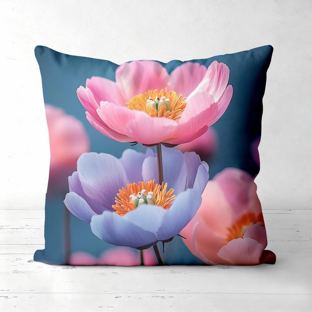 Floral Patterned Cushion Covers Blue Background Decor Polyester pillowcase, sofa decorative cushion cov Headboard Pillow