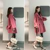 Fall Winter Women Woolen Jacket Thick Loose Turn-down Collar OL Commuting Jacket Double-breasted Mid Length Korean Style Overcoat Outerwear