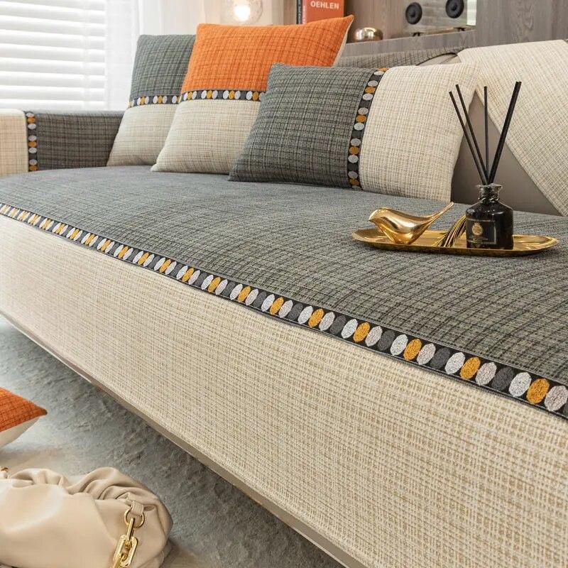 İskandinav Nakış Şönil Kanepe Yastığı Örgü Için Kanepe Kılıfı Havlu Oturma Roon Dekorasyon Ekleme Kaymaz Kanepe Kılıfı 1 Adet