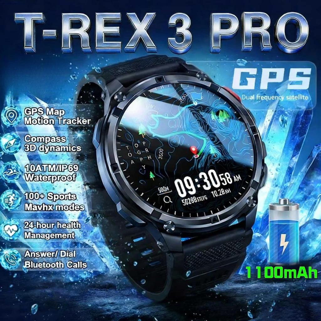 2026 Nou Ceas Inteligent cu Baterie de 1100mAh GPS traseu 5ATM Impermeabil Tracker Sportiv pentru Alergare Busolă în Aer Liber Ceas Inteligent Militar