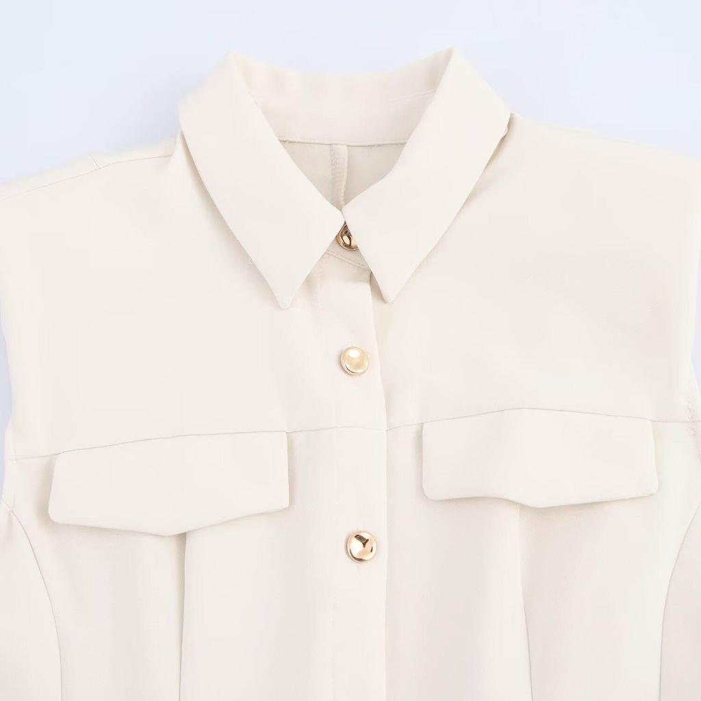 Spring 2025 Women's European & American Style Slimming Padded Shoulder Short Dress