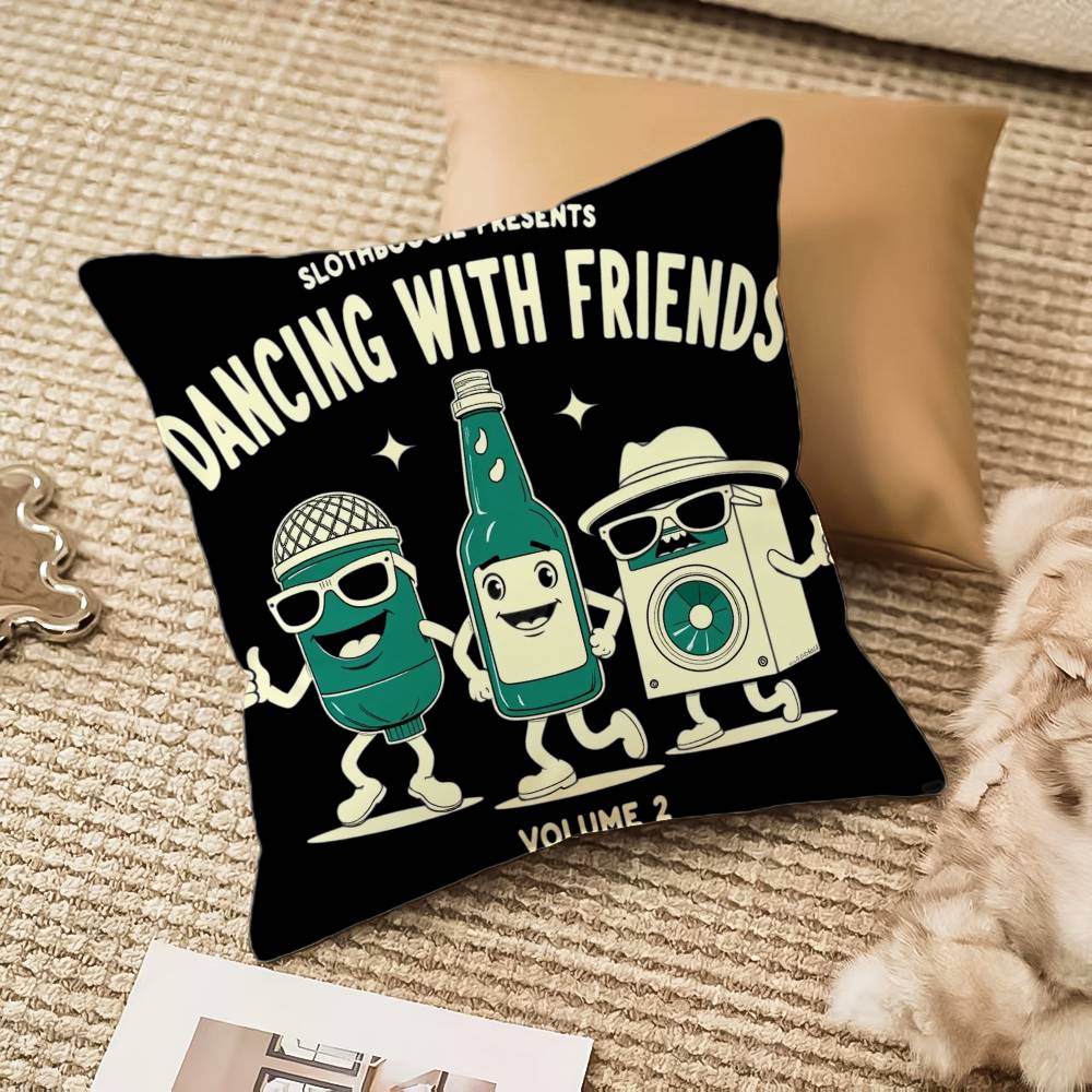 American Vintage Print Pillow Case Anti-dustmite Invisible Zipper Sofa Bed