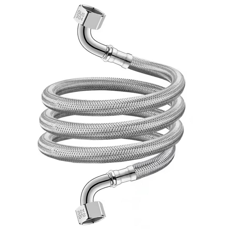 

Metal 90° Bend Toilet Inlet Pipe 30/40/60/80/100/150/200cm 304 Stainless Steel Woven Tube Cold Hot Water Explosion-proof Hose 30CM
