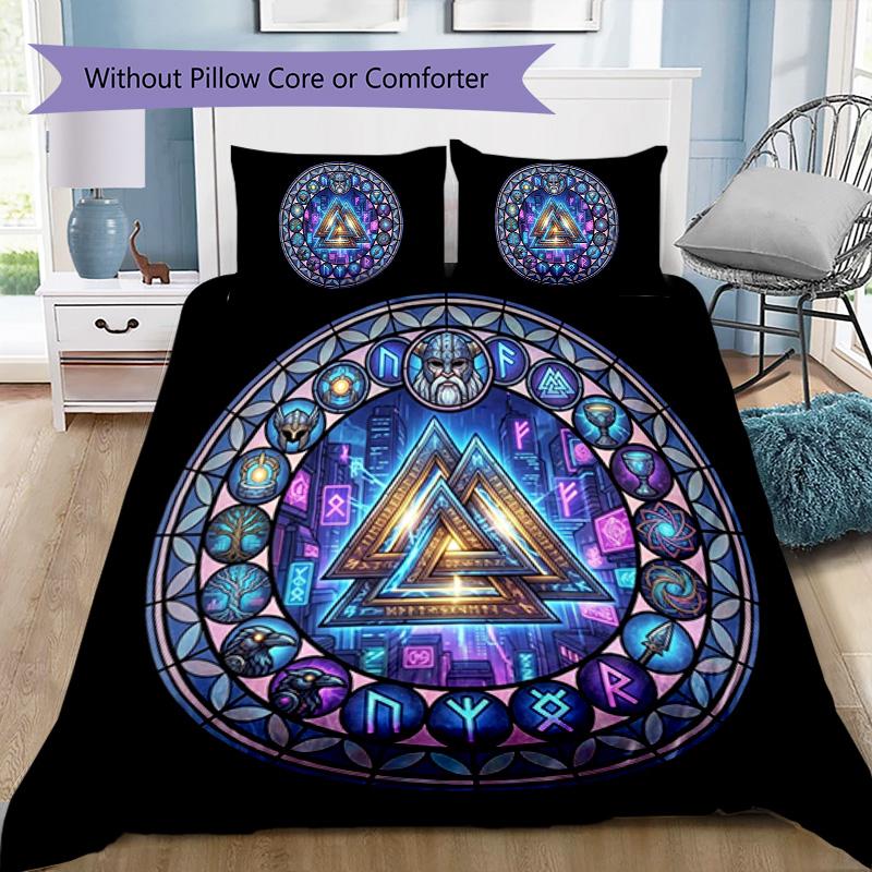 Symbolic Window Pattern Bedding,Quilt Set Quilt Cover Pillowcase Home Birthday Gift (1 * duvet cover + 2 * pillowcase, without core)