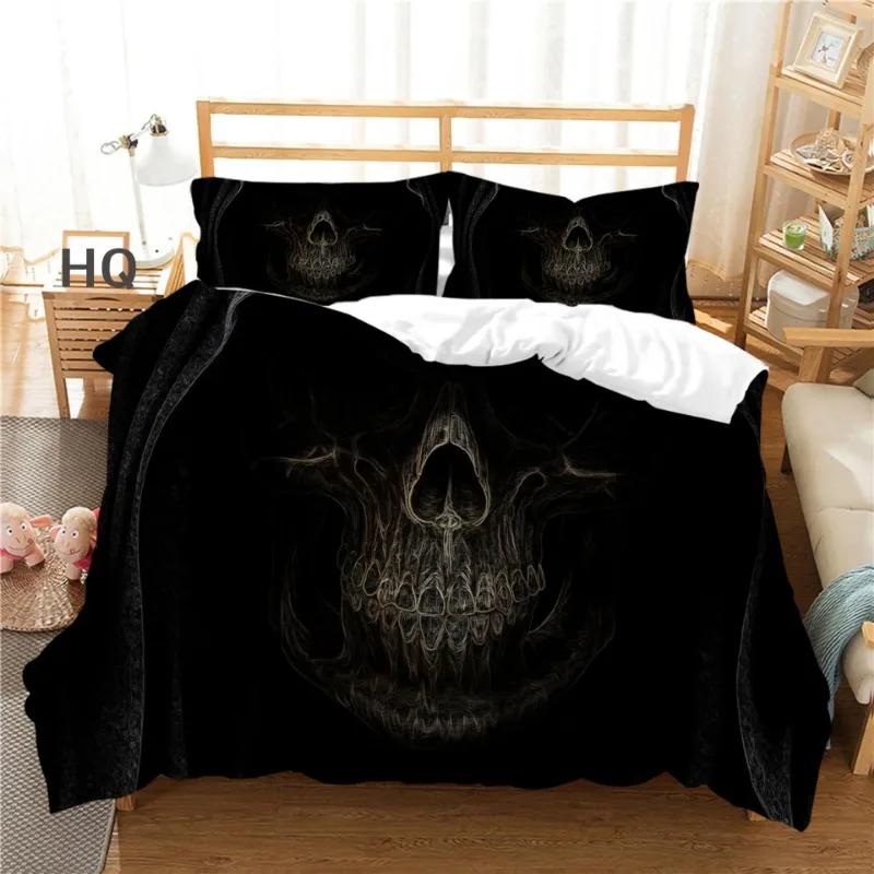 3D Skull Bed Linen Set Duvet Covers With Pillowcases Microfiber Comforter Luxury Print Halloween Double Bed Joom