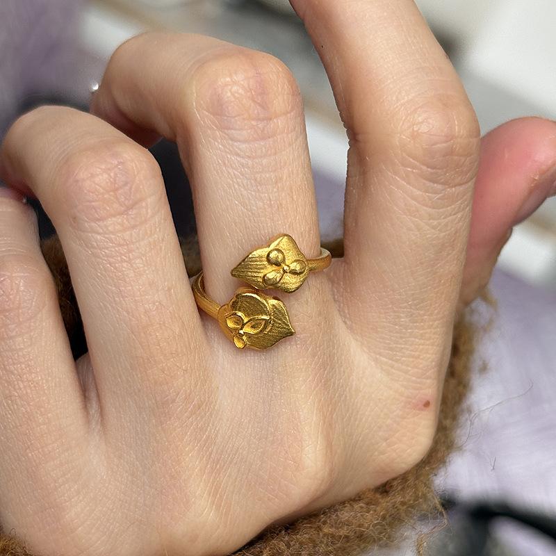 Classic and minimalist lotus bag Maple Leaf rings for women Light Luxury Charms ring Opening Simple banquet  Gifts