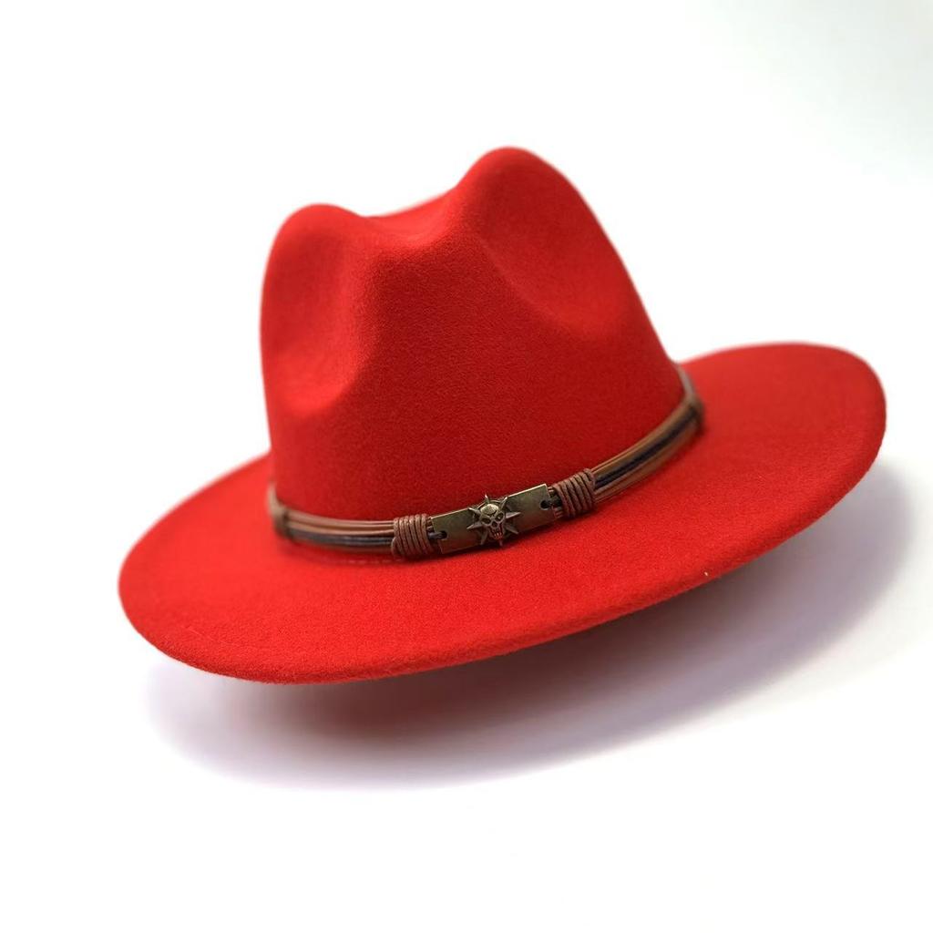 Jazz Hat Season Belt Top Hat Woolen Hat Felt Hat Versatile Trend