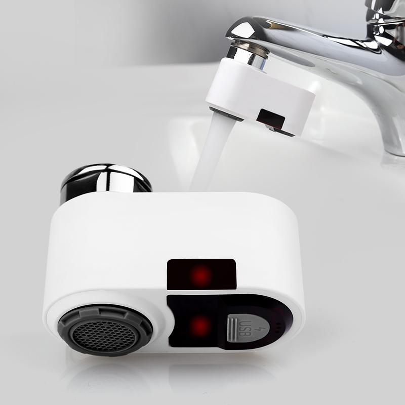 Infrared Sensor Faucet Mixer Taps Sensor Water Tap Faucet Automatic Faucet for Bathroom (White,White) белый