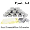 Wopanxye 15ml Silver Aluminum Refillable Cream 15g Cream Cosmetic Small Ointment Aluminum Aluminum Jar Cream Cosmetic Storage for Travel and Small Lip