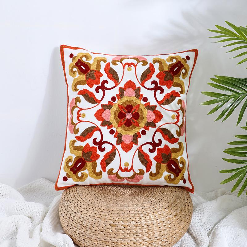 Ins Floral Embroidery Pillow Case Living Room Sofa Decoration Flower Bedroom Bedside Pillow