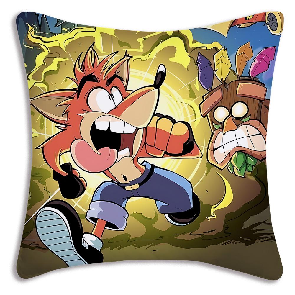 Cartoon Crashs B-Bandicoots Pillow Covers Cartoon Sofa Decorative Home Double-sided Printing Short Plush Cute Cushion Cover