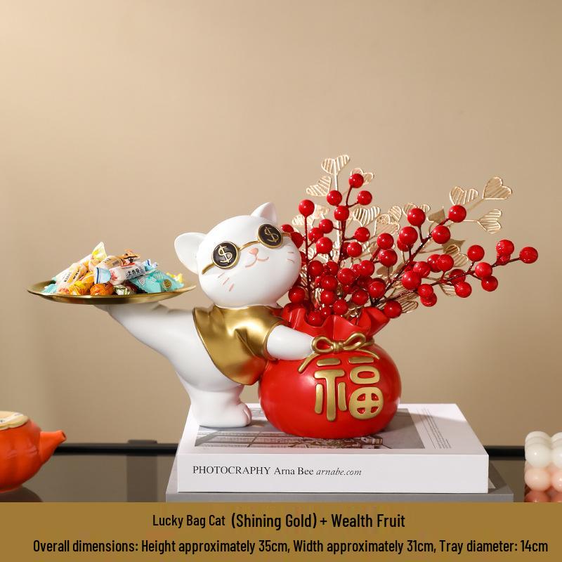 

Lucky Cat Resin Tray - Housewarming & Entrance Decor for Attracting Wealth