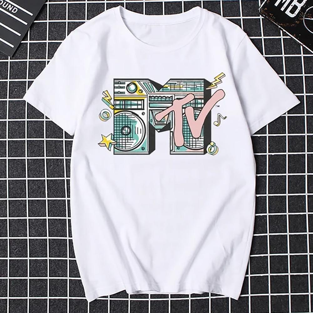 JRJZ Men's T-Shirt Mtv Retro Casual Cotton T-Shirt Retro Shirt Pop Music Tv Culture Bands Oversized Tops Men's Clothing #913091