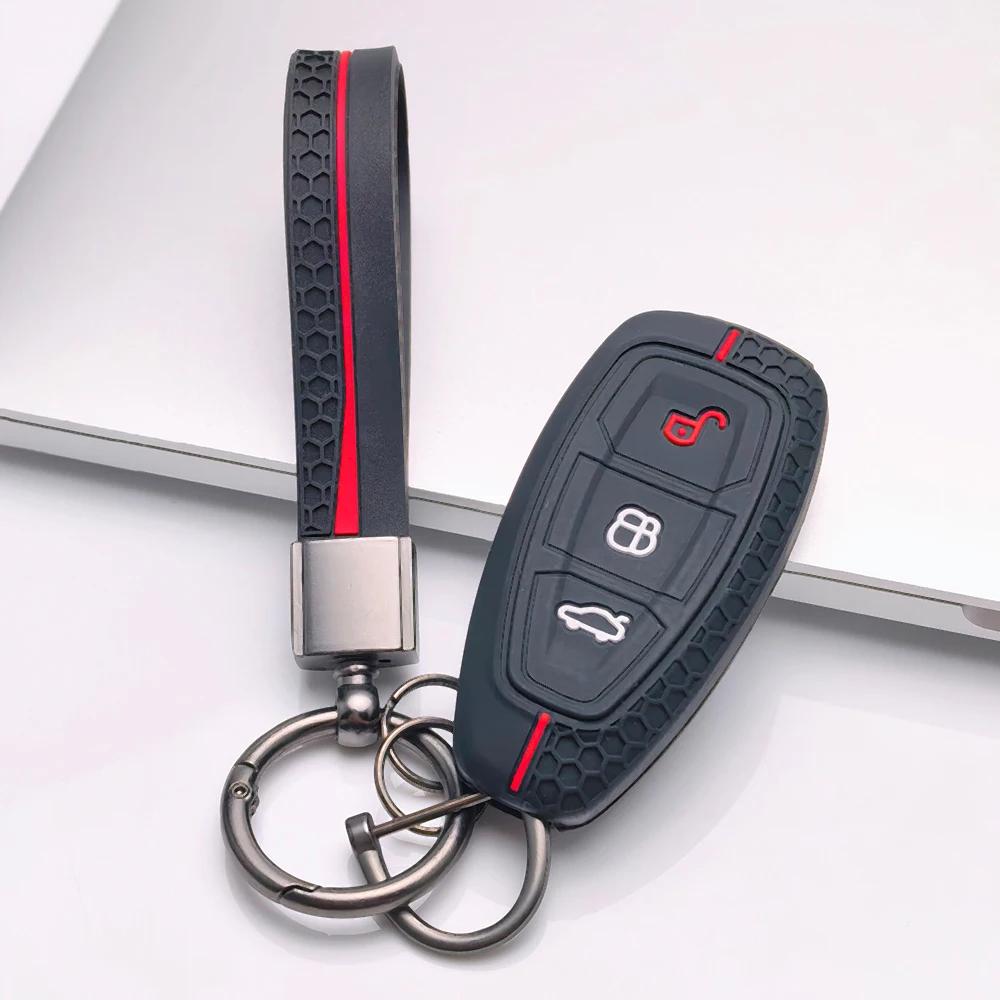 Car Key Pack For Ford St Line Fiesta Focus Mondeo Ecosport Kuga Puma Edge Escape Metallic Silicone Car Key Fob Case Accessories