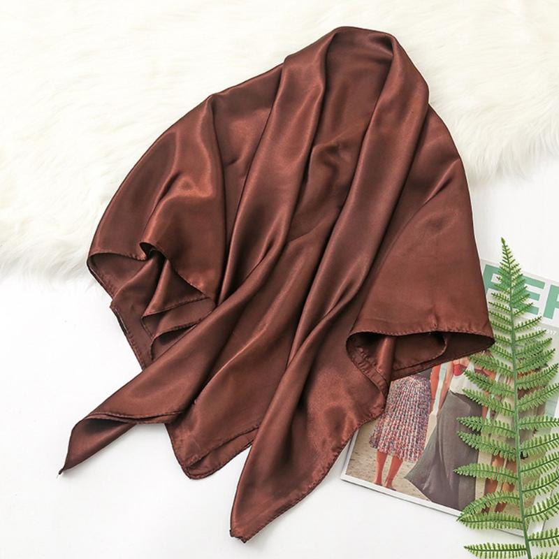 90*90cm Big Size Headwraps Solid Colors Neckerchief Hijab Women Satin Headband Hair Scarves Female Shawls Head Scarfs for Ladies