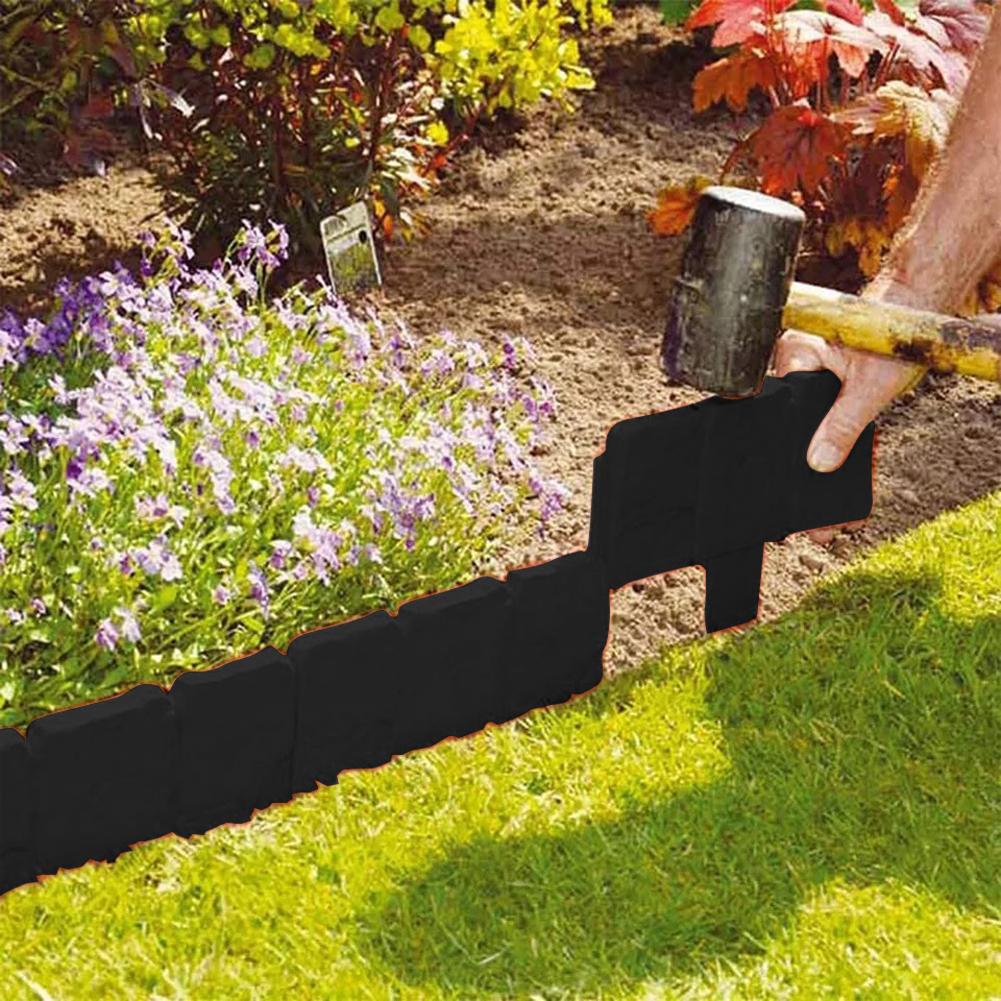 10pcs Garden Landscape Edging Borders Lightweight Plastic Imitation Stone Brick Easy Installation for Outdoor Patio Balcony Yard