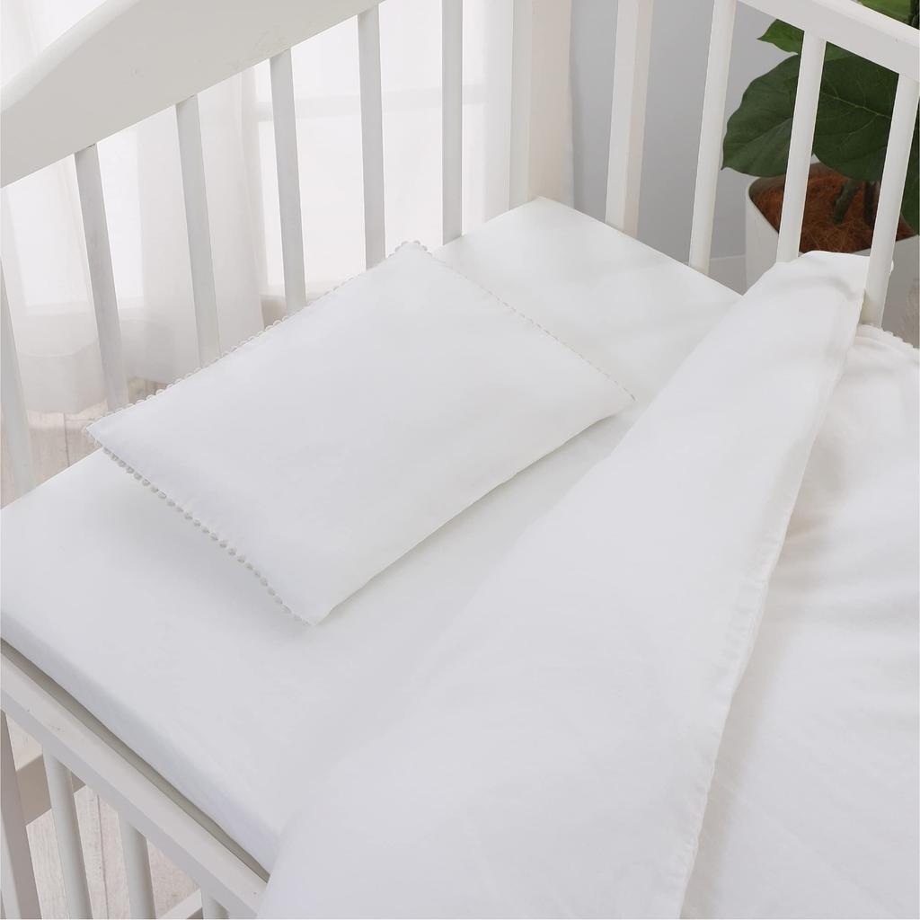 Nishikawa Synthetic Cover Baby Comforter Set 102 x 128 cm Cute Animal Embroidery Design at the Foot Animal Made in Japan White WF52353000 6-Piece