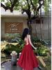Women's Sexy Backless Red Slip Dress - Perfect for Beach Vacations and Photos