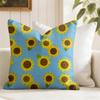Sunflower Pattern Cushion Cover Natural Linen Pillow Cover DoubleSided Print Cushion Cover for Sofa Home Decor