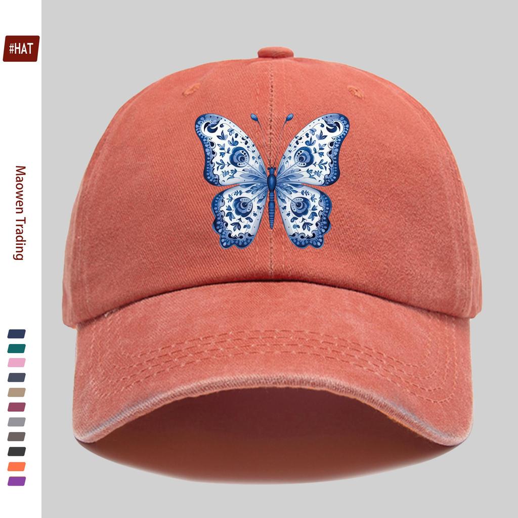 pc Blue Butterfly Print Baseball Cap Casual Design Sun Hat Comfortable Lightweight Papa Hat Truck Driver Sun Hat Adjustable
